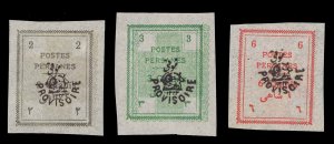 1906 Iran #423-25  Overprints – OGH – VF – CV $60.00 (ESP#1189)