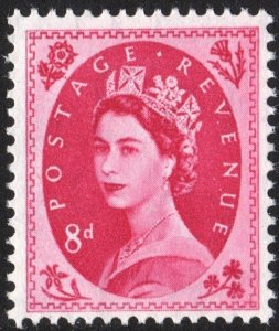 Great Britain #302 8d Queen Elizabeth II: Predecimal Wilding Single (1953) MNH