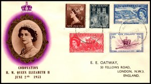 New Zealand 280-283 Queen Elizabeth II Coronation Typed FDC