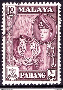 MALAYA PAHANG 1961 10c Deep Maroon SG81 FU