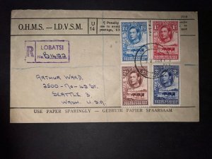 1948 Registered OHMS IDVSM Bechuanaland Lobatsi to Seattle WA USA