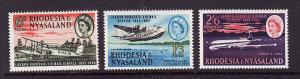 D3-Rhodesia & Nyasaland-Scott#180-2-Unused NH set-Planes-Air