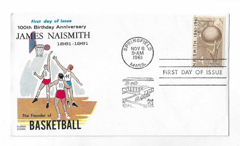 USA 1961 Basketball FDC with better Fluegel cachet