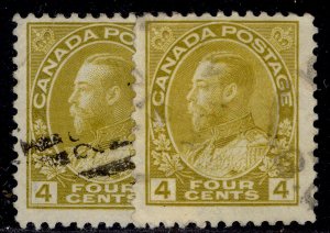 CANADA GV SG249 + 249a, 4c SHADE VARIETIES, FINE USED.