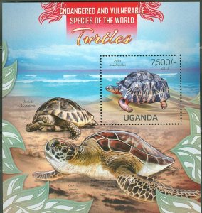 UGANDA 2013 ENDANGERED & VULNERABLE SPECIES TURTLES  S/SHEET MINT NH