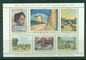 Sweden #821 (1969 Agueli paintings sheet) VFMNH CV 2.25