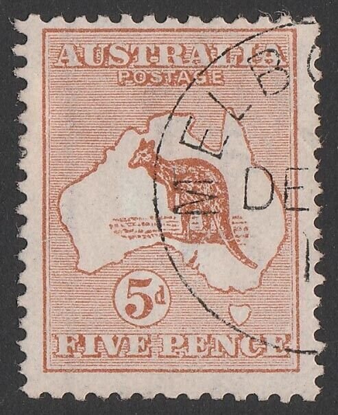 AUSTRALIA 1913 Kangaroo 5d. CTO. SG 8(var). ACSC 16wb cat $100.