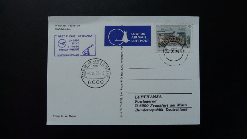 first flight Windhoek Frankfurt Boeing 747 Lufthansa Namibia 1990