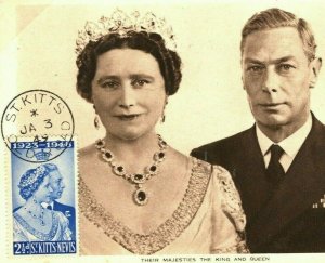 ST KITTS Maxi-Card 1948 SILVER WEDDING Royalty KGVI Wilding PORTRAIT 1949 MC199