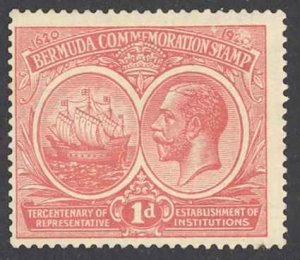 Bermuda Sc# 67 MH (a) 1920-1921 1p rose red Seal of the Colony & KGV