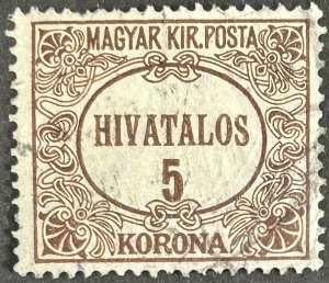 Hungary, 1923, SC#O9, Official Stamp, Used, F
