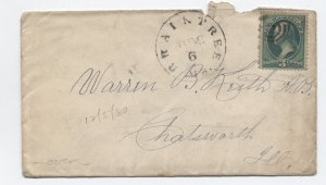 c1880 Chatsworth IL C in circle cancel backstamp 3ct banknote cover [6214.14]