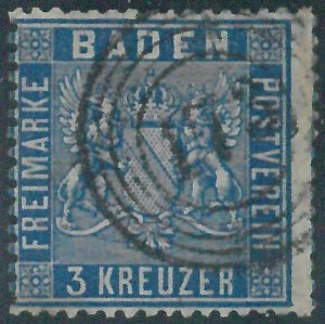 77920 - GERMANY Baden -  STAMP:  Michel  #  10c  - USED  postmark # 173