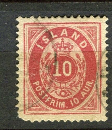 ICELAND; 1870s early classic issue used Shade of 10aur. value 