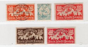 GERMANY DANZIG 1923 AIR MAIL ISSUE MICHEL 133-137 PERFECT CTO USED