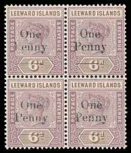 Leeward Is 1902 QV 1d on 6d block shows NARROW O IN One var VFM. SG 18, 18a.