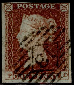 GB QV SG10, 1d DEEP red-brown PLATE 125, FINE USED. Cat £50. PD 