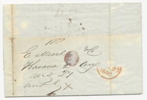 US Local Cover August 27, 1850 New York FWD Folded Letter