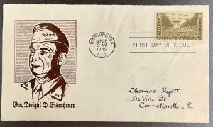 934 Sadworth General Dwight Eisenhower cachet Army in WWII FDC 1945