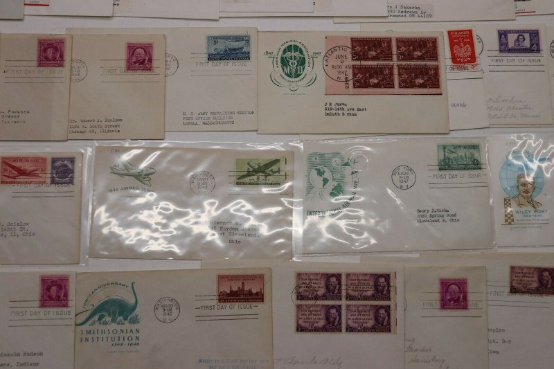 US HF House Farnam Color Cachet FDC lot 100+1940-1950s Commemoratives addressed