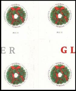 US 4814a Evergreen Wreath global imperf NDC cross gutter plate block MNH 2013