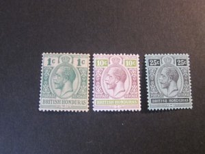 British Honduras 1913 Sc 75,79,80 MNH