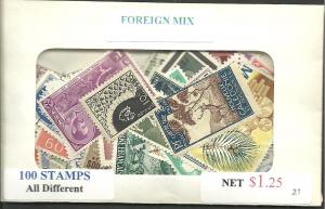 Foreign Mix, 100 Stamps All Different, Used**