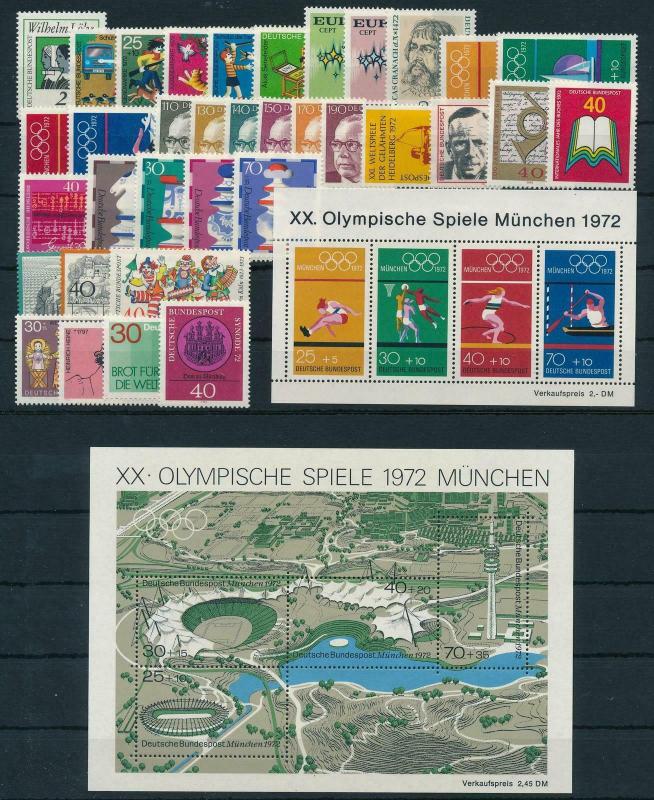 West Germany Bundespost 1972 Complete Year Set  MNH