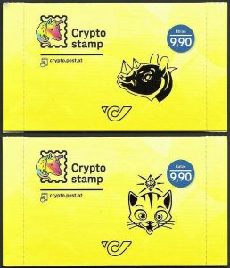 2021 Austria Crypto Stamps 3.1 Rhino+Cat VF/MNH, UNOPENED! LOOK! BRANDNEW!