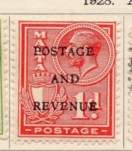 Malta 1928 Early Issue Fine Mint Hinged 1d. Optd 159322