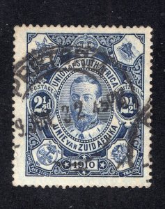 South Africa 1910 2 1/2p blue George V, Scott 1 used, value = $1.75