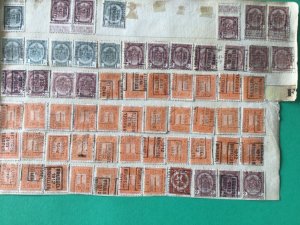 Belgium pre cancel stamps on 2 old album part pages Ref A8455