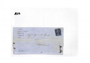 AZ4 1858 GB 2d BLUE Cover Whitehaven Crown Debts Printed Letter SG.34 cat £200