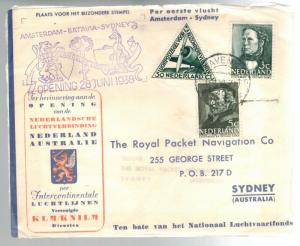 1938 Netherlands First Flight Cover to Australia and back Netherlands Indies KLM