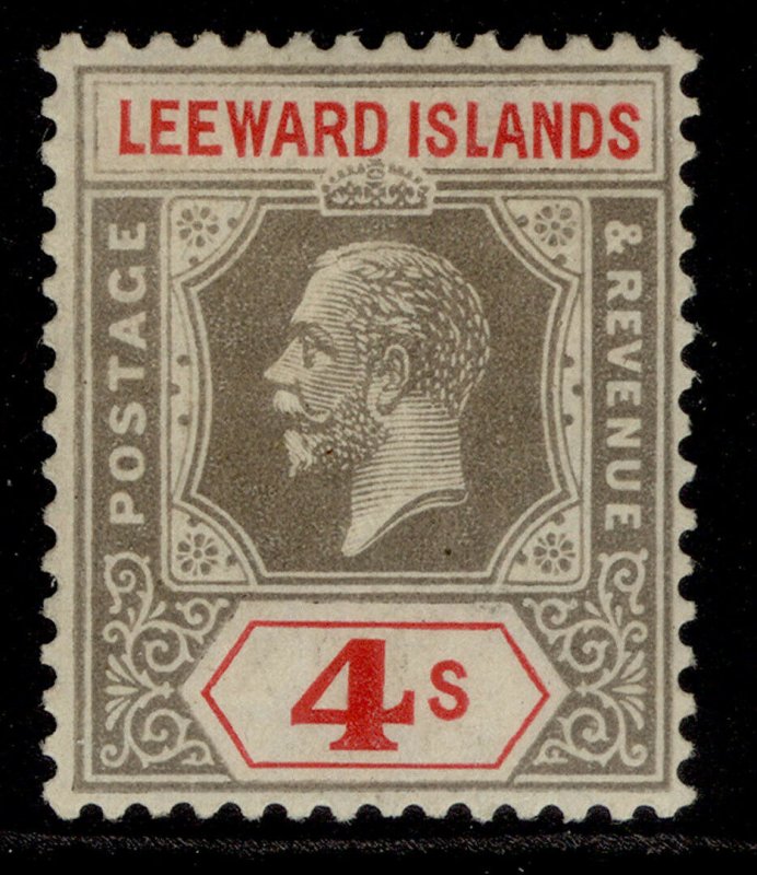 LEEWARD ISLANDS GV SG77, 4s black & red, LH MINT. Cat £21.