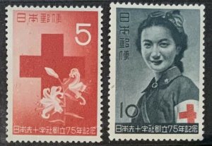 JAPAN 1952 RED CROSS SET SG651/2 LIGHTLY MOUNTED MINT