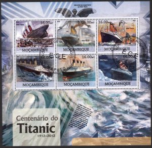 Mozambique 2012 Cruise Ships Titanic Sheet Used / CTO