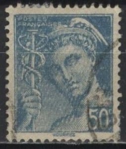 France 366 (used) 50c Mercury, greenish blue (1942)