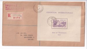 Cayenne, French Guiana to Manchester, England 1938 Registered ... (51986)