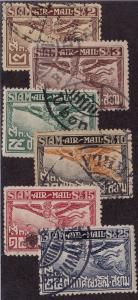 THAILAND Used Scott # C1-C6 Garuda - C4 thin, pencil #s (6 Stamps)