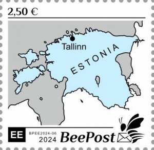 BEEPOST ESTONIA - 2024 - Map of Estonia - Perf Single Stamp -M N H-Private Issue