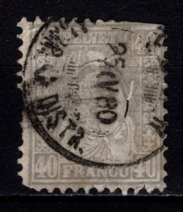 Switzerland 1862 Helvetia Definitive, 40c Grey [Used]