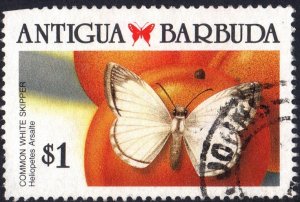 Antigua & Barbuda: SC#1158 1$ Butterflies: Veined White-Skipper (1988) Fault