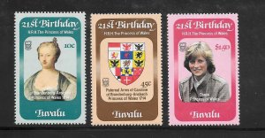 Tuvalu #170-172 MNH Princess Diana' Singles