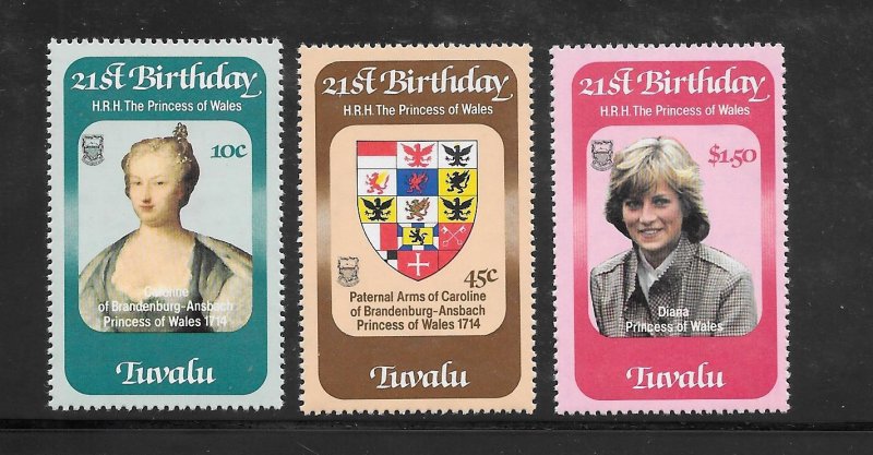 Tuvalu #170-172 MNH Princess Diana' Singles