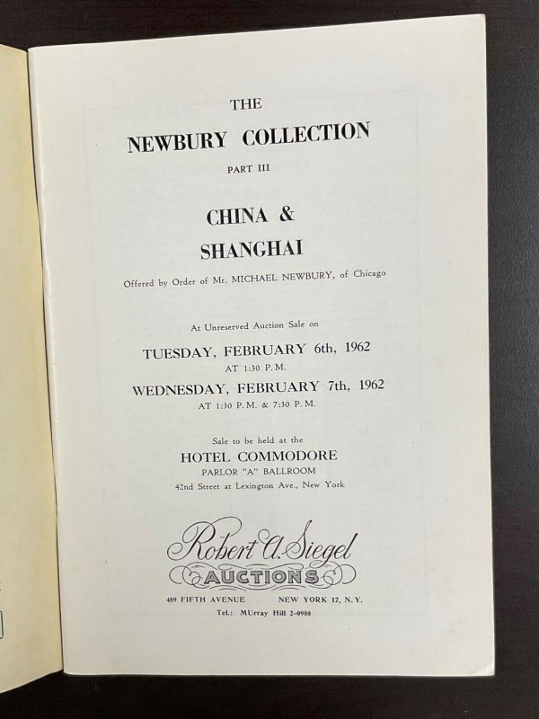 Robert A. Siegel Auctions of the Newbury Collection 1961-63 Part I - VI