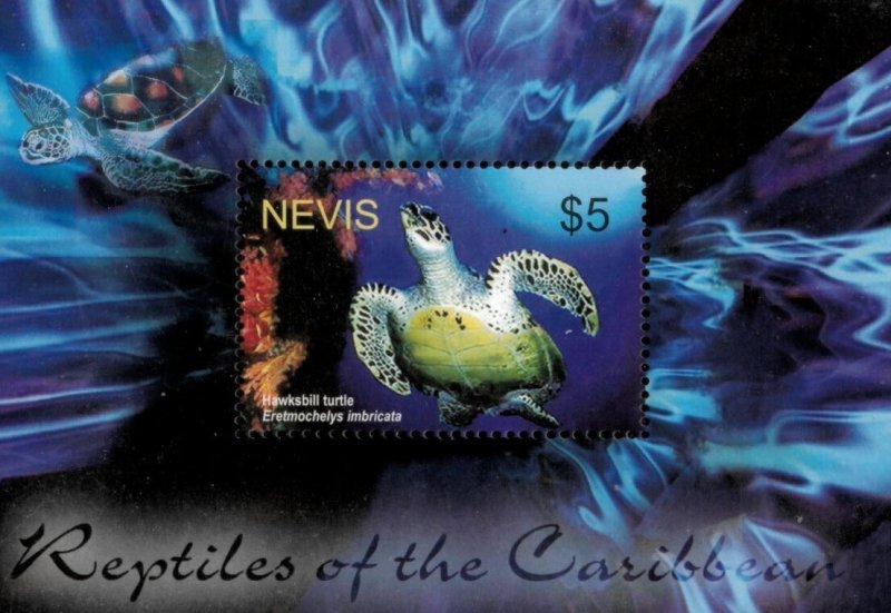 Nevis 2004 - Turtles Reptiles - Souvenir Stamp Sheet - Scott #1419 - MNH