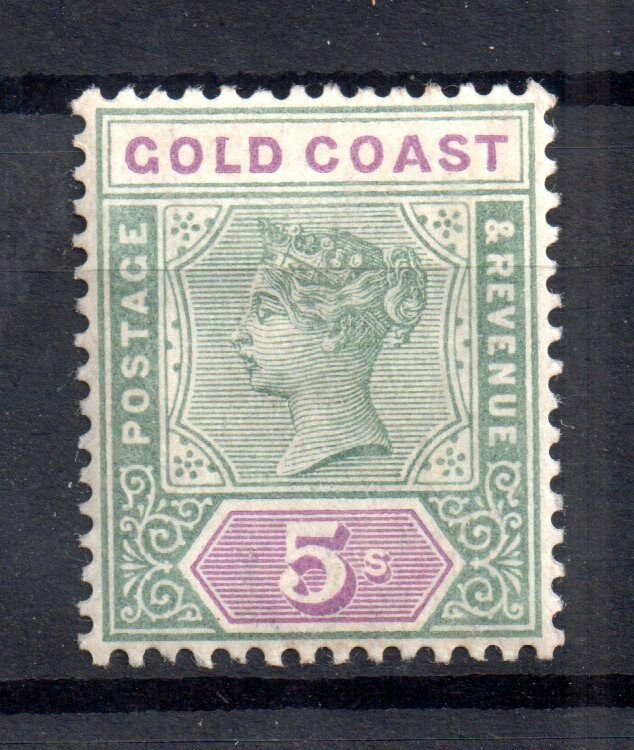 Gold Coast 1898 5/- green & mauve mint MH SG#33 WS16710