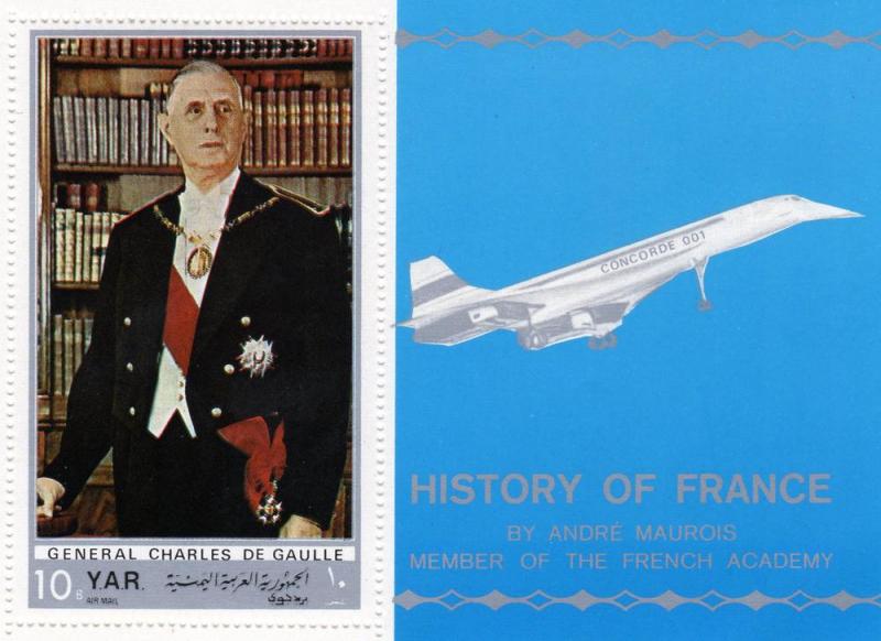 Yemen 1969 CONCORDE-GENERAL C. DE GAULLE  S/S MNH Sc#268G 