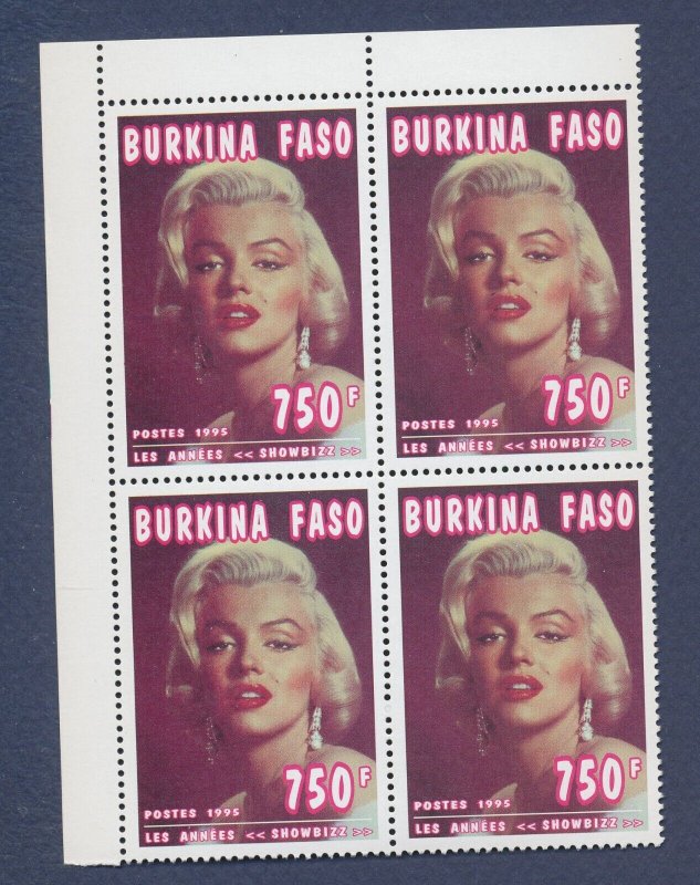 BURKINA FASO - Scott 1061 - MNH block (selvage varies) - Marilyn Monroe - 1995